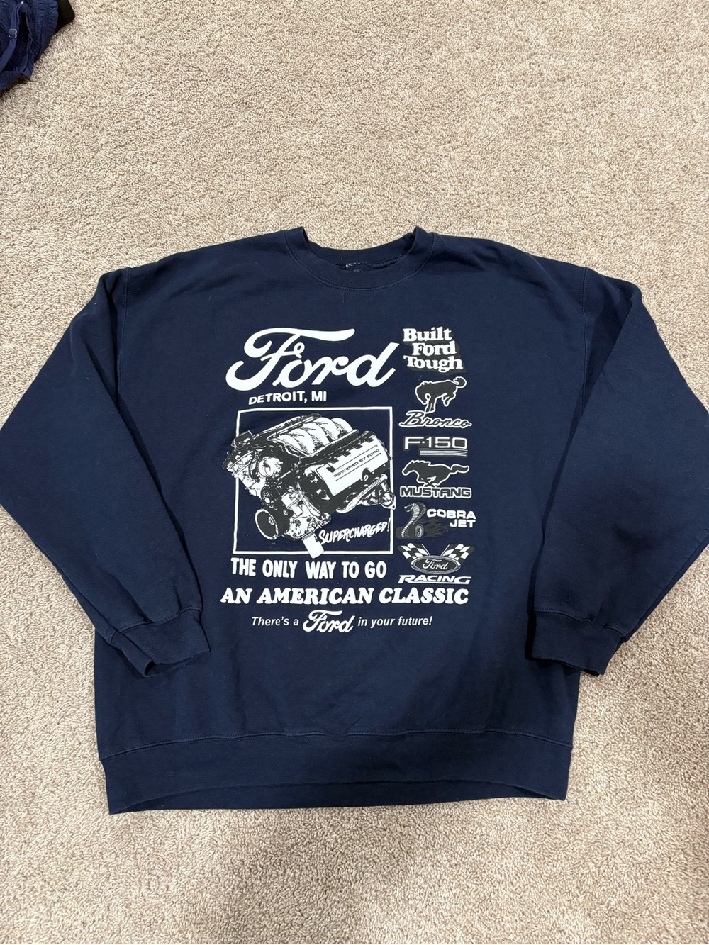 Ford Navy Blue Graphic Crewneck Sweatshirt